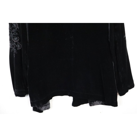 Johnny Was Jade Velvet Black Jacket Open Size M Rayon Silk L40820-7 Embroidered - Picture 10 of 12